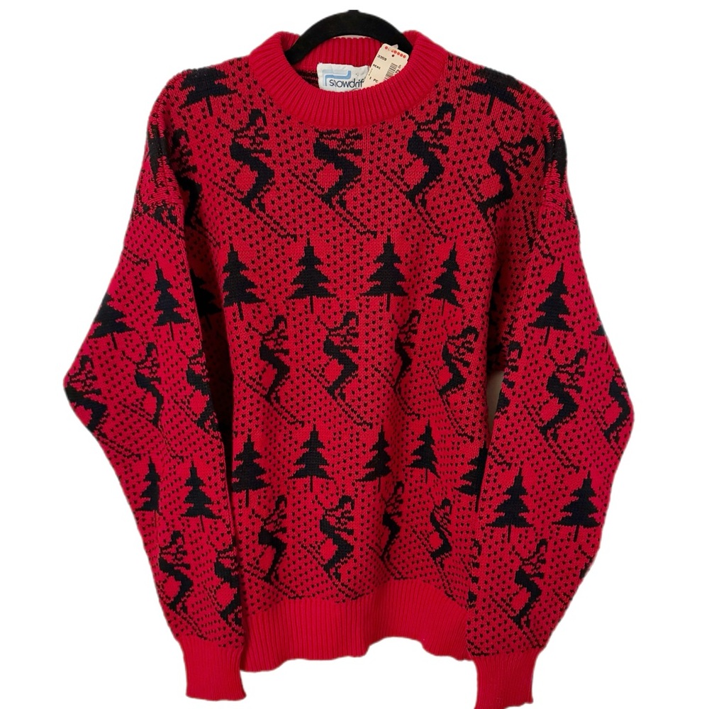 Vintage Snowdrift Red Men’s Ski Sweater ~ size large ~ NWT